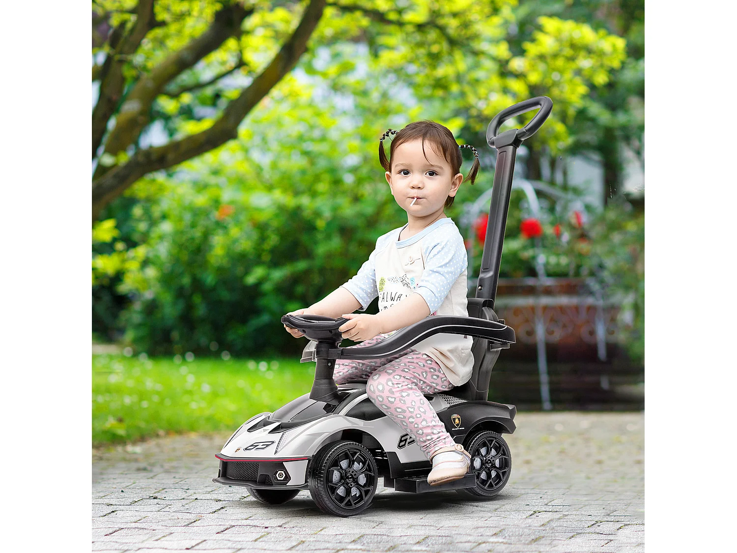 Correpasillos para niños blanco y negro 86.5x40x89.5 cm AIYAPLAY