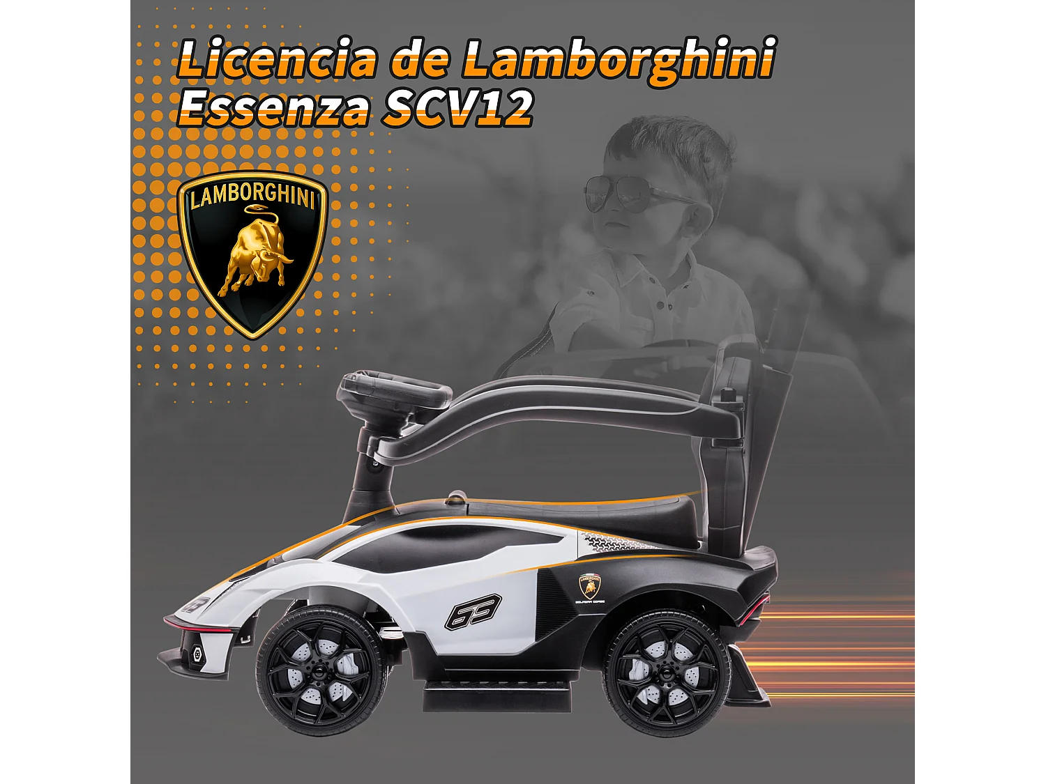 Correpasillos para niños blanco y negro 86.5x40x89.5 cm AIYAPLAY