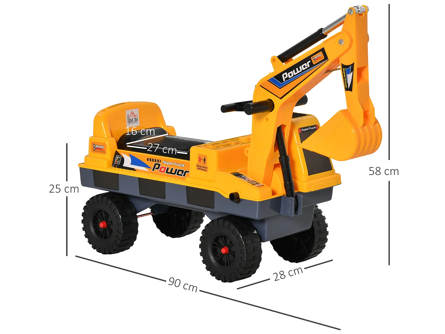 Tractor sin pedales infantil amarillo 90x28x58 cm HOMCOM