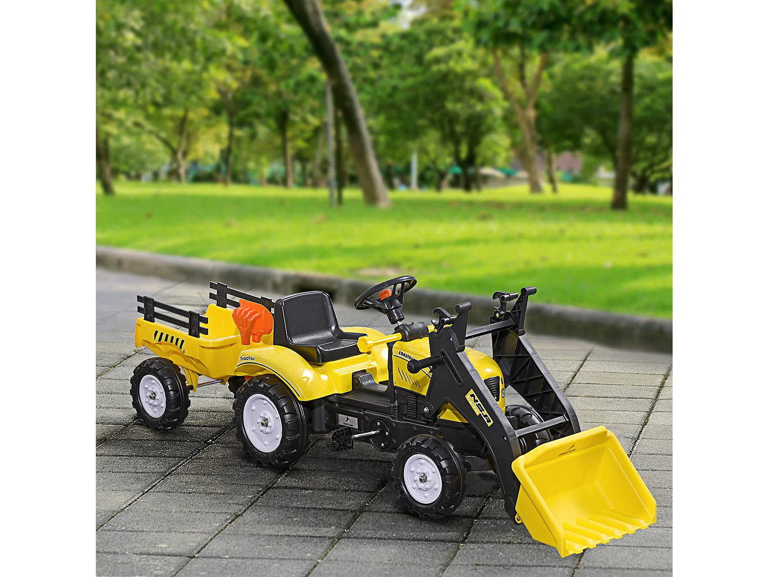 Tractor infantil amarillo 167x41x52 cm HOMCOM