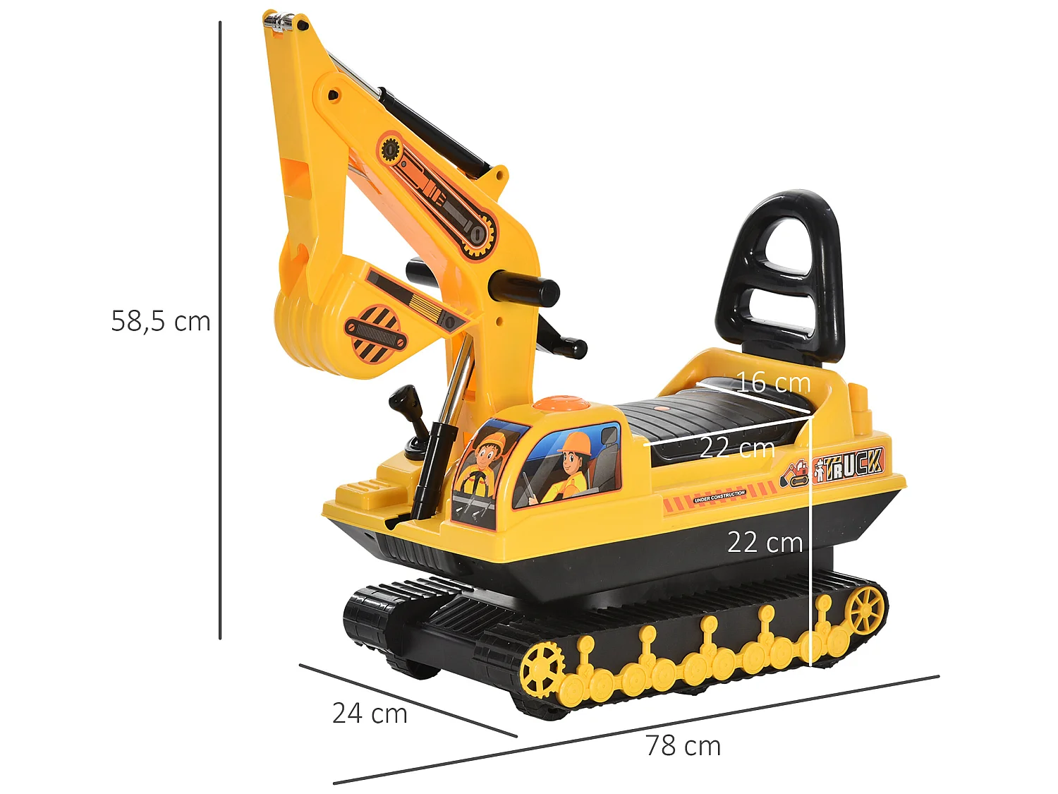 Tractor infantil amarillo 78x24x58.5 cm HOMCOM