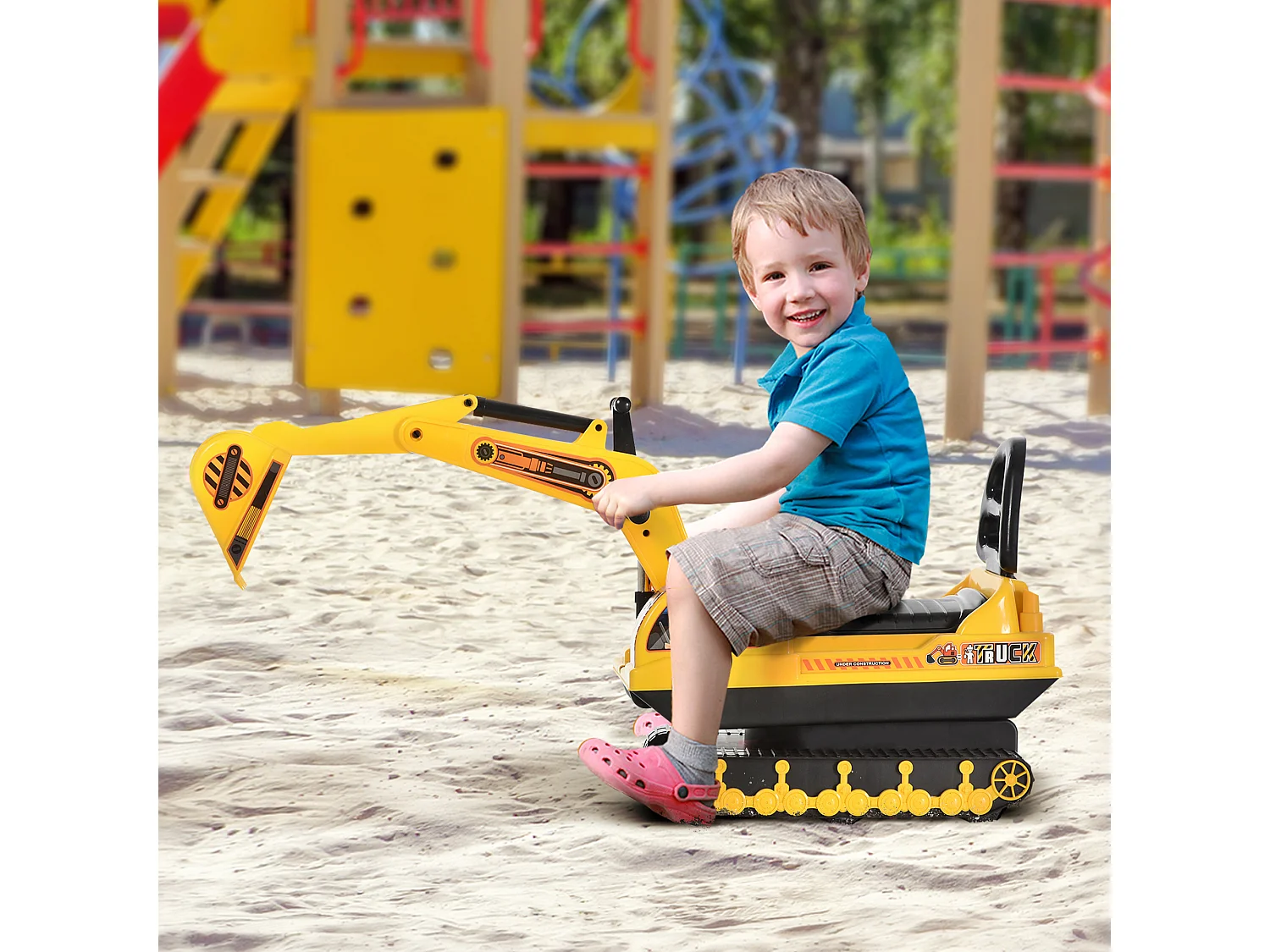 Tractor infantil amarillo 78x24x58.5 cm HOMCOM