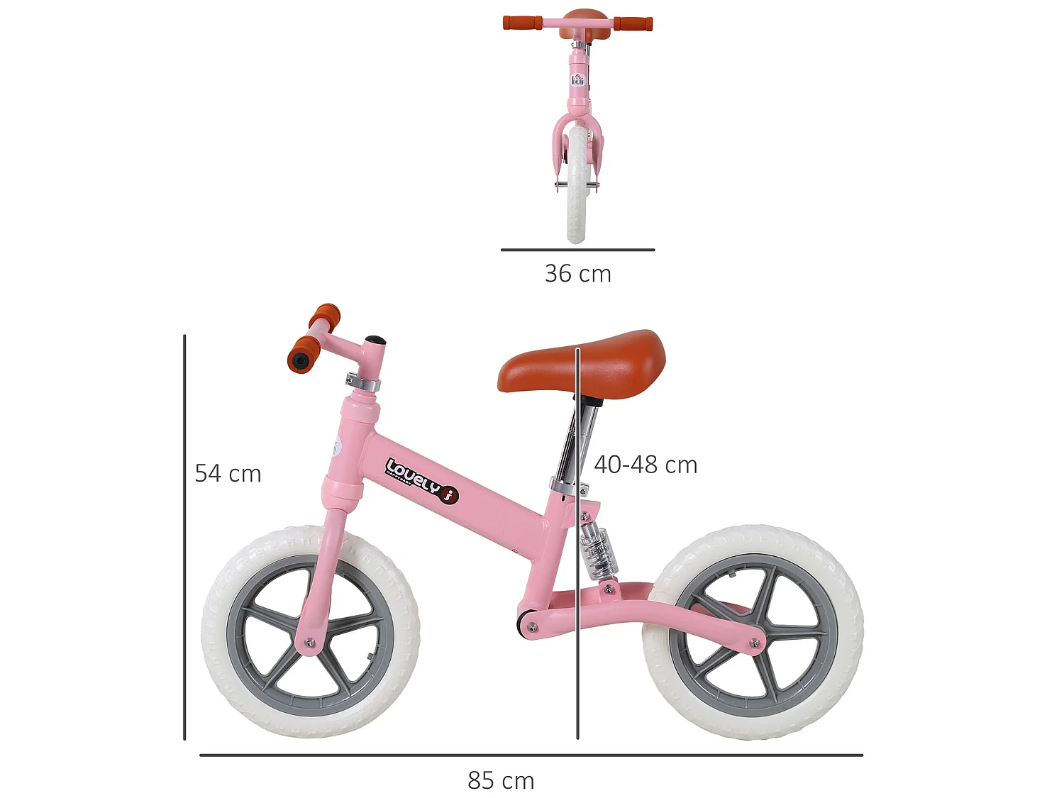 Bicicleta sin pedales rosa 85x36x54 cm HOMCOM