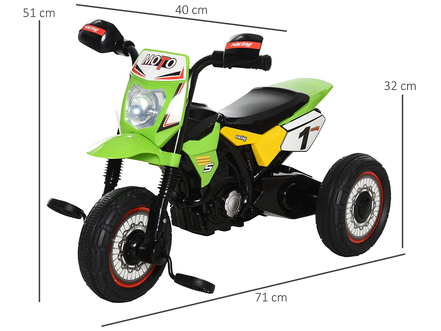 Triciclo para bebé verde 71x40x51 cm HOMCOM