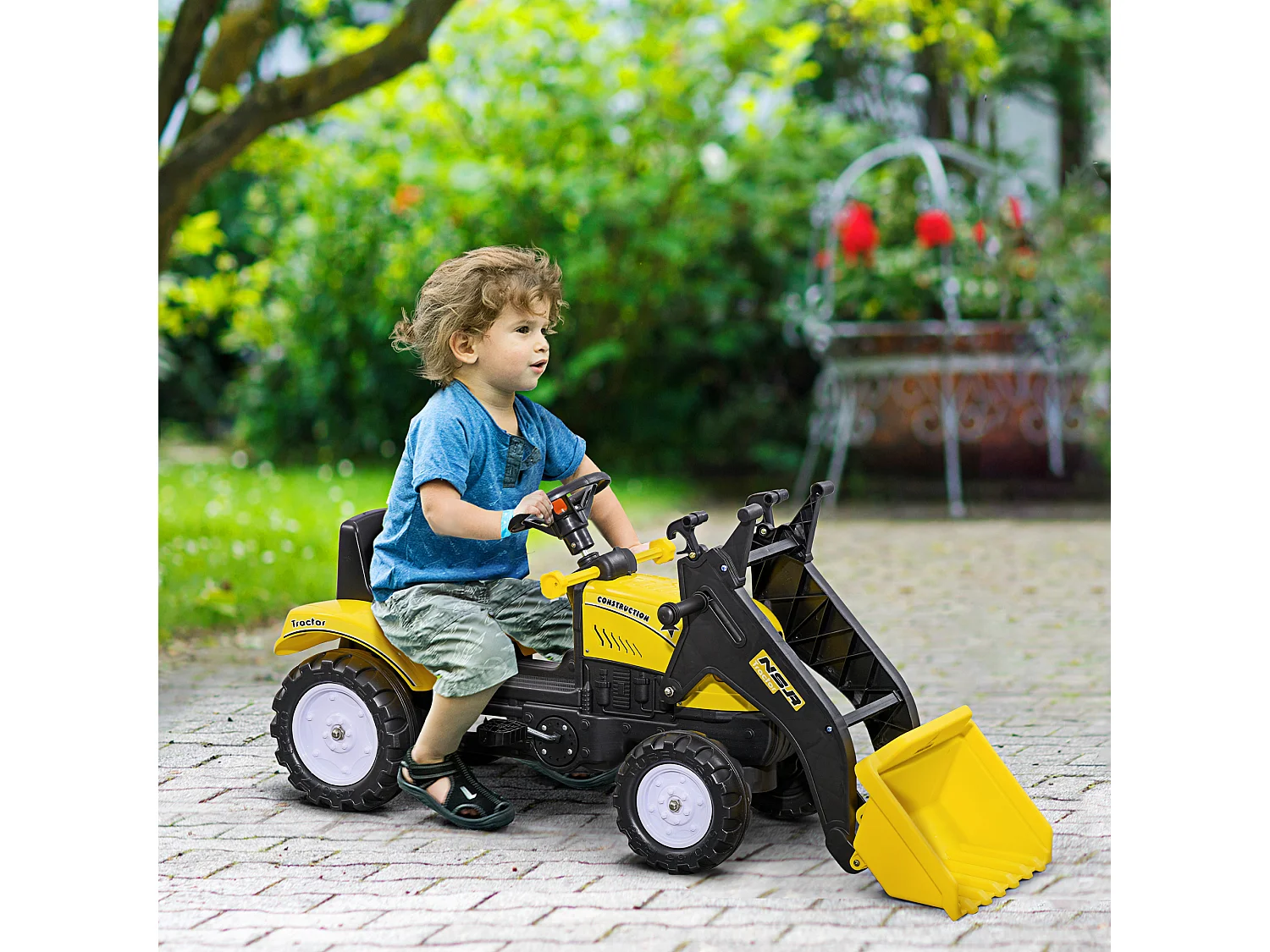 Tractor infantil amarillo 114x41x52 cm HOMCOM