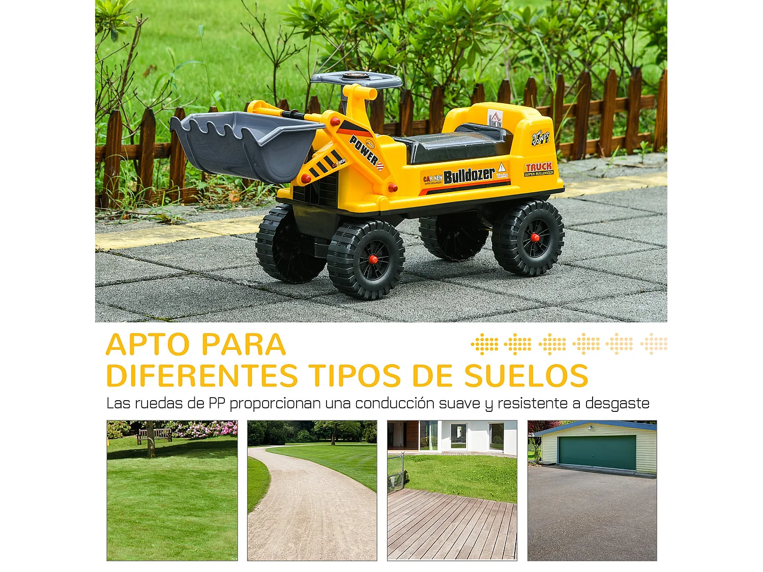 Tractor sin pedales infantil amarillo 70x26x37 cm HOMCOM
