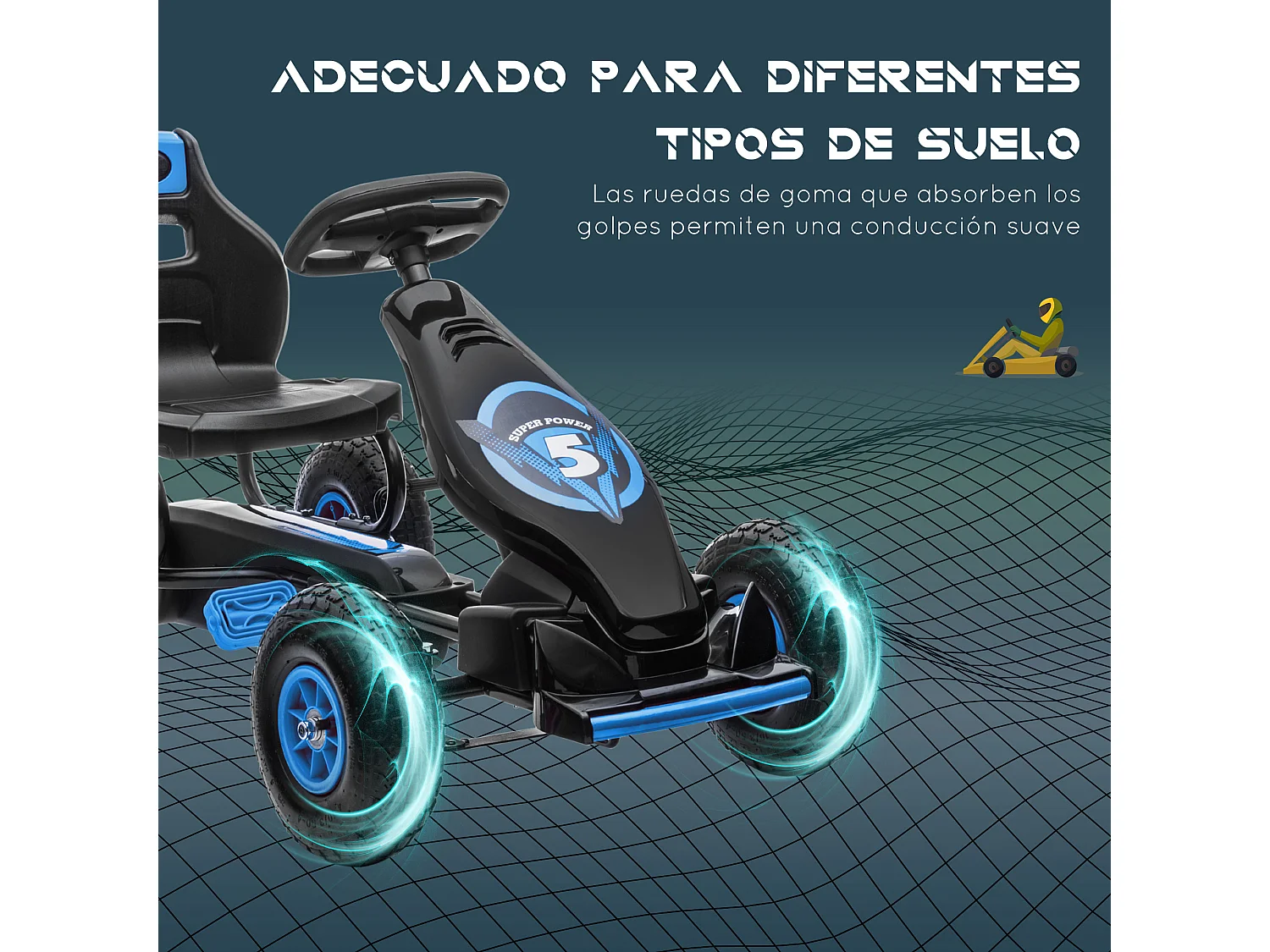 Gokart a pedales azul 121x58x61 cm HOMCOM