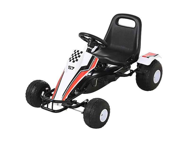 Go kart a pedales infantil blanco y negro 104x66x57 cm HOMCOM