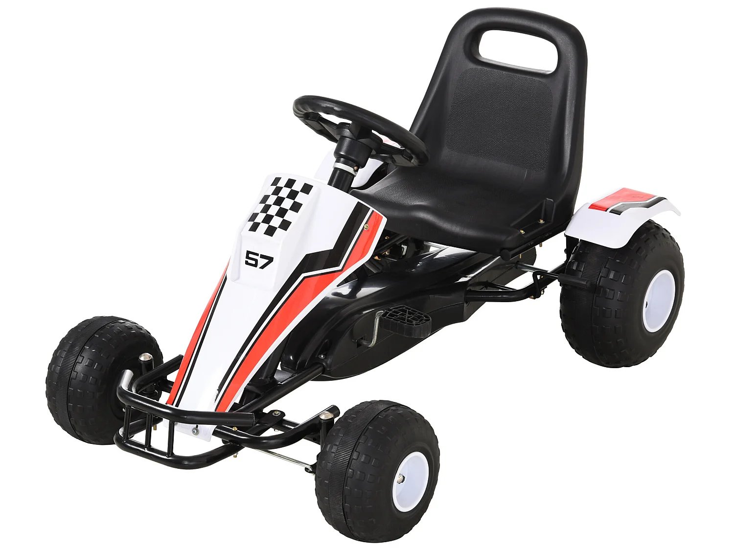 Go kart a pedales infantil blanco y negro 104x66x57 cm HOMCOM