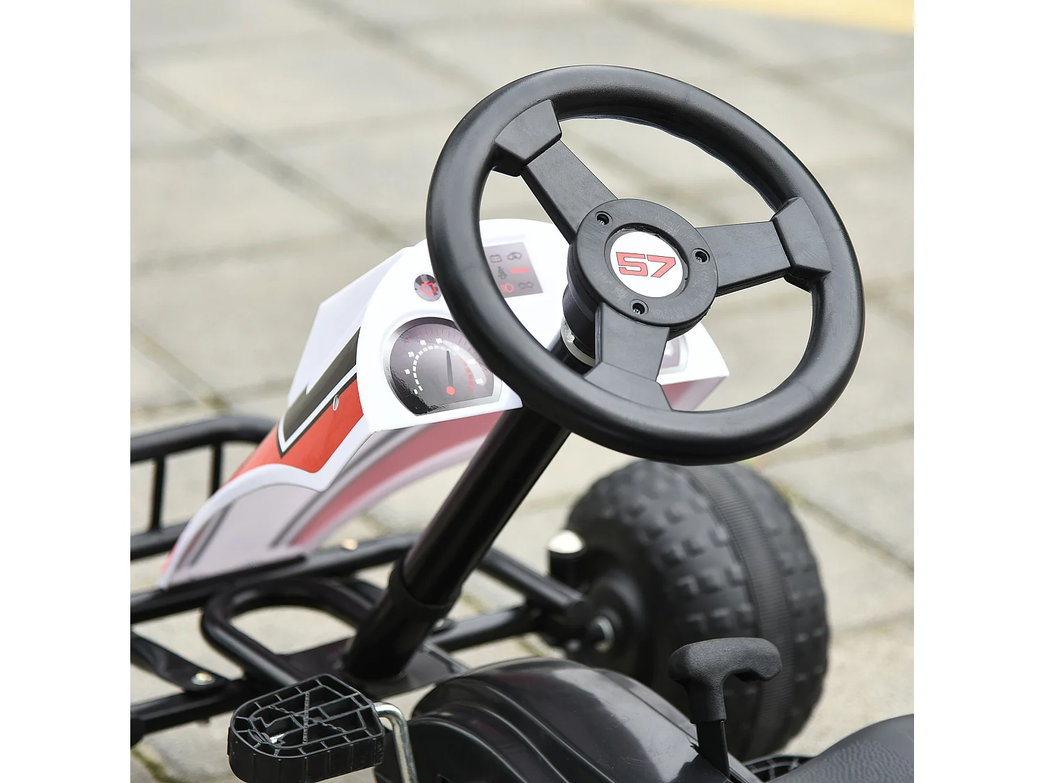 Go kart a pedales infantil blanco y negro 104x66x57 cm HOMCOM