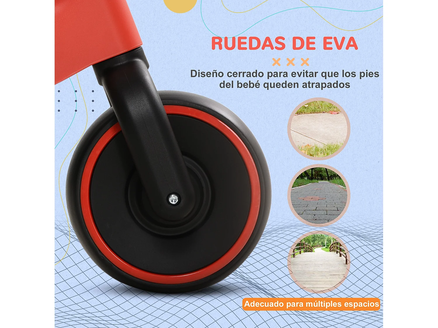 Bicicleta sin pedales rojo 66.5x34x46.5 cm AIYAPLAY