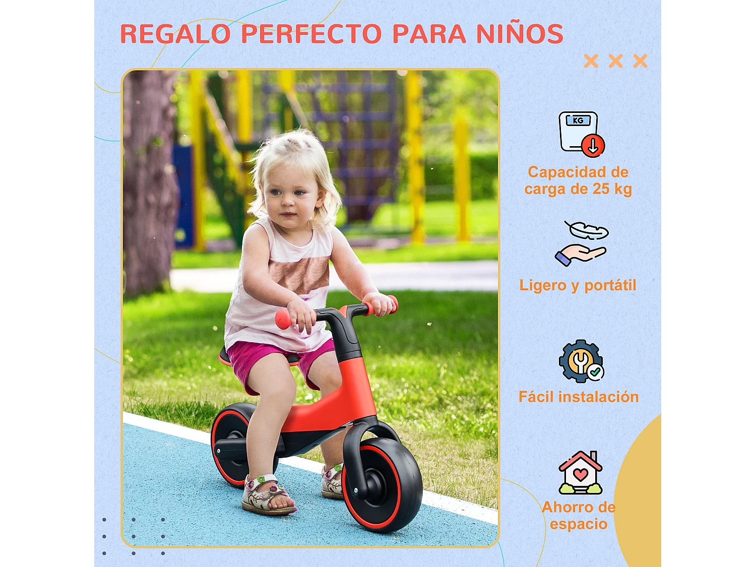 Bicicleta sin pedales rojo 66.5x34x46.5 cm AIYAPLAY