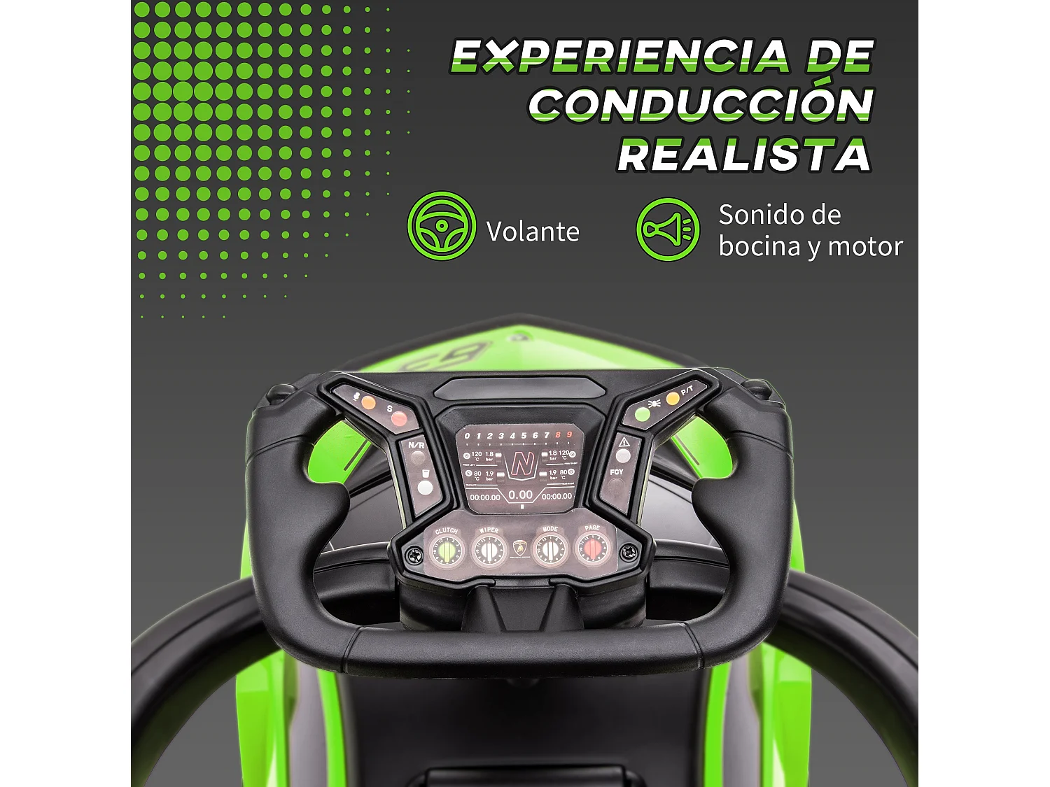 Correpasillos para niños verde y negro 86.5x40x89.5 cm AIYAPLAY