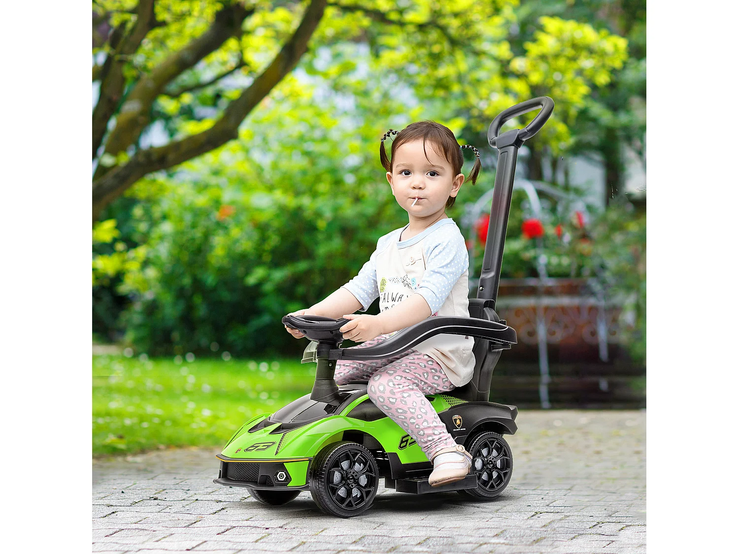 Correpasillos para niños verde y negro 86.5x40x89.5 cm AIYAPLAY