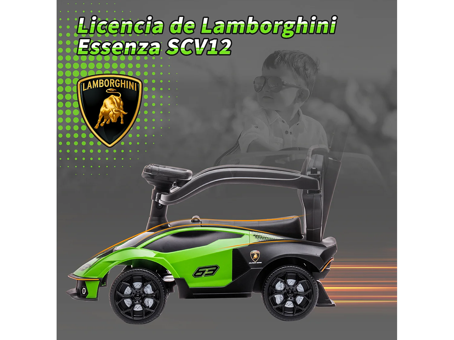 Correpasillos para niños verde y negro 86.5x40x89.5 cm AIYAPLAY