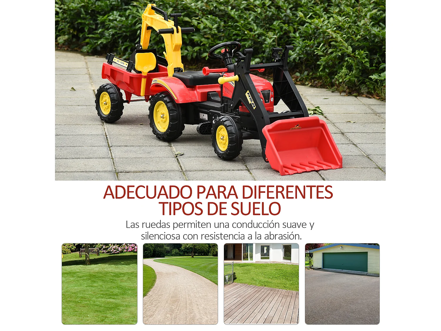 Tractor a pedales rojo 179x42x59 cm HOMCOM