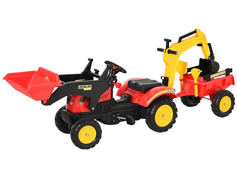 Tractor a pedales rojo 179x42x59 cm HOMCOM