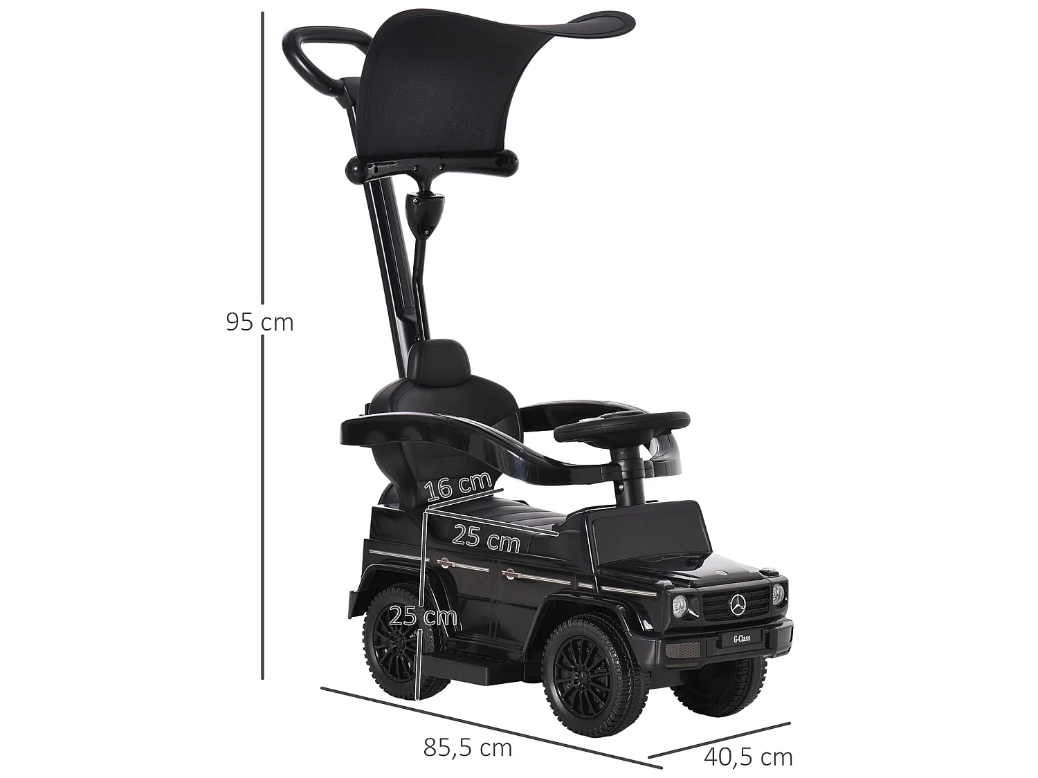 Correpasillos para niños negro 85.5x40.5x95 cm HOMCOM