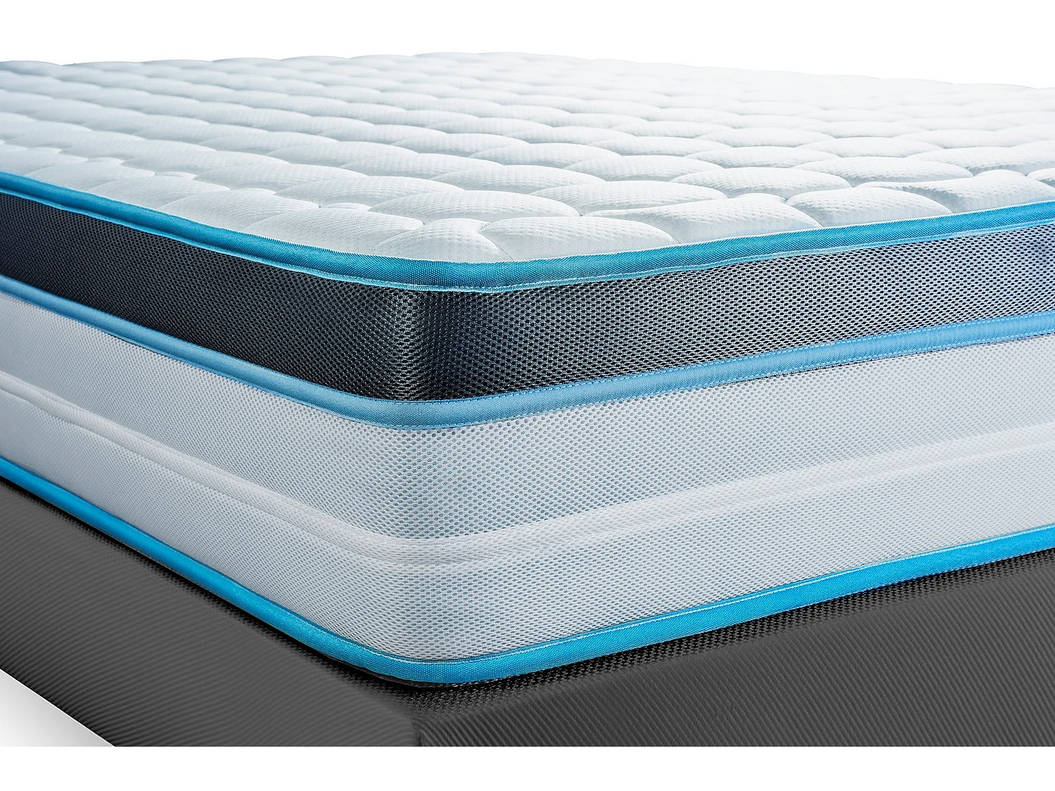 Pack 180x200 matelas BodyFit + sommier kit gris + Couette 260x240cm + 2 oreillers 60x40cm