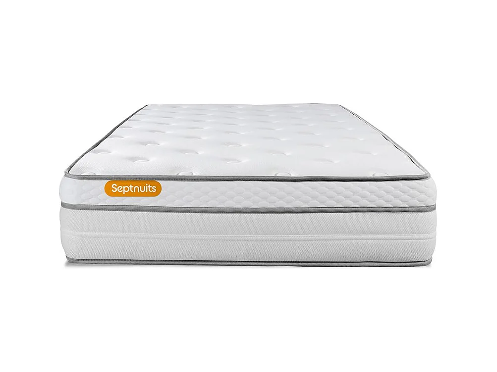 Matelas + sommier kit blanc 90x200 Memo Luxe Ressorts ensacheés + mémoire de forme MAXI épaisseur