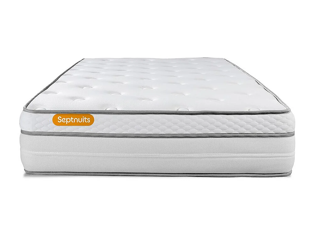 Matelas + sommier kit blanc 90x200 Memo Luxe Ressorts ensacheés + mémoire de forme MAXI épaisseur