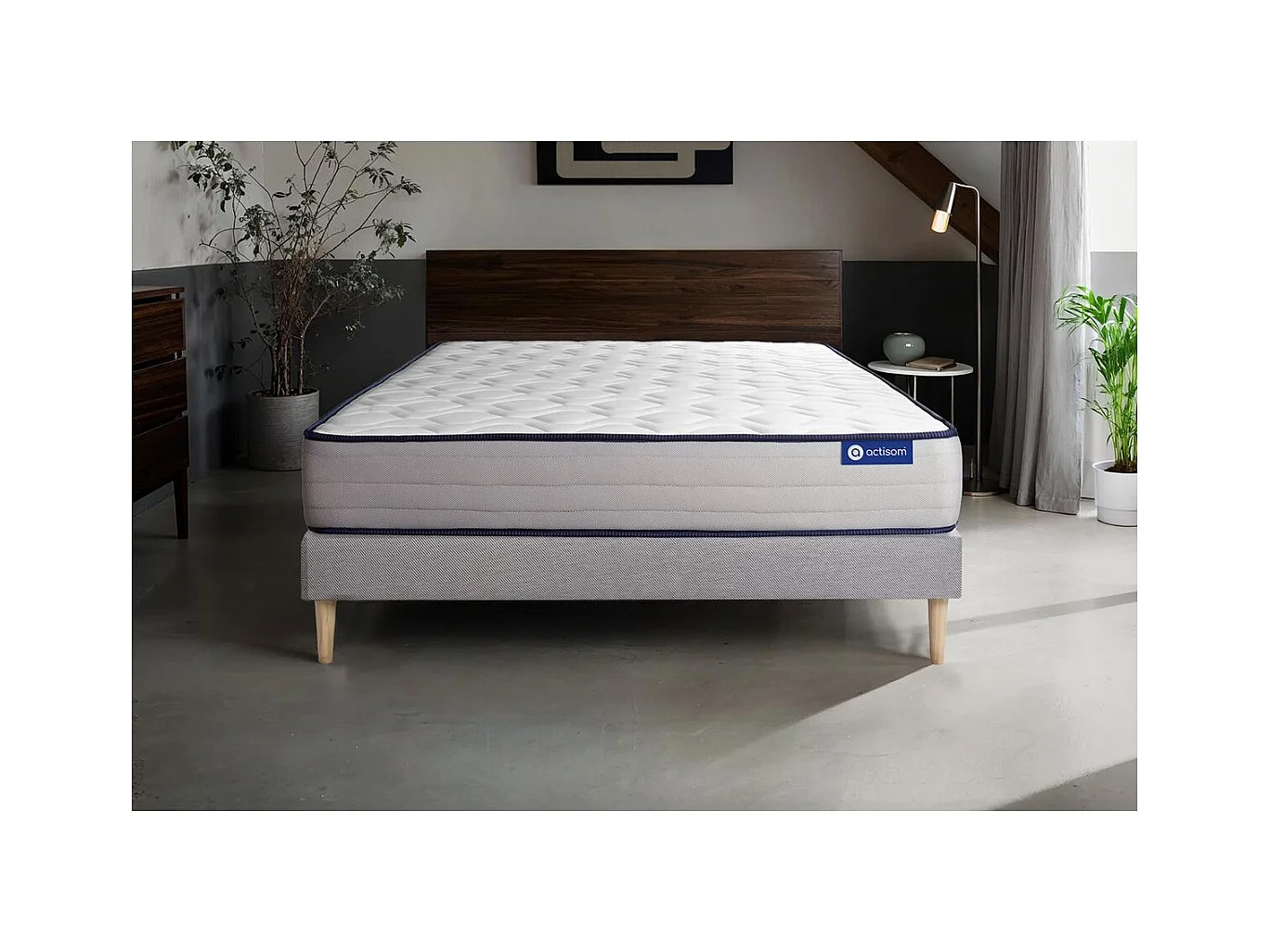 Ensemble matelas Latex et Mémoire de forme ACTILATEX FORM 180x200 cm 5zones de confort + sommier KIT gris