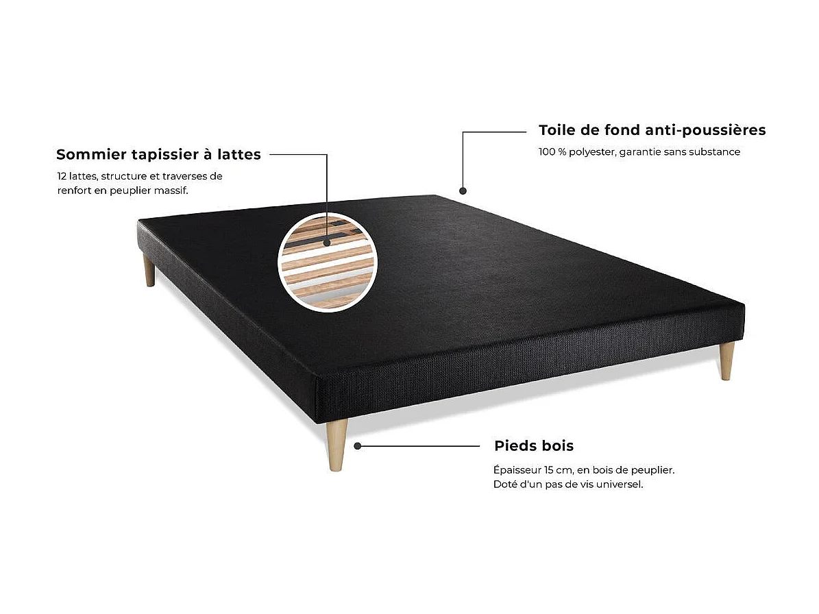 Pack matelas à mémoire de forme maxi épaisseur Buckingham 160x200cm + 2 oreillers + 1 couette 260x240cm
