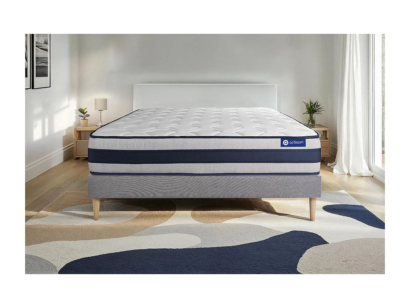 Lattenbodem en Actilatex ergo matras 90x200cm , matrasdikte : 24 cm , latex en traagschuim , stevig, 5 comfortzones
