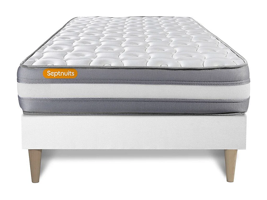 Matelas + sommier kit blanc 90x190 Memo Plus Mémoire de forme