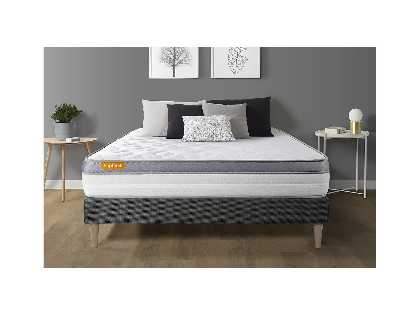 Matelas + sommier kit gris 160x200 Memo Zen Mousse à mémoire de forme MAXI épaisseur