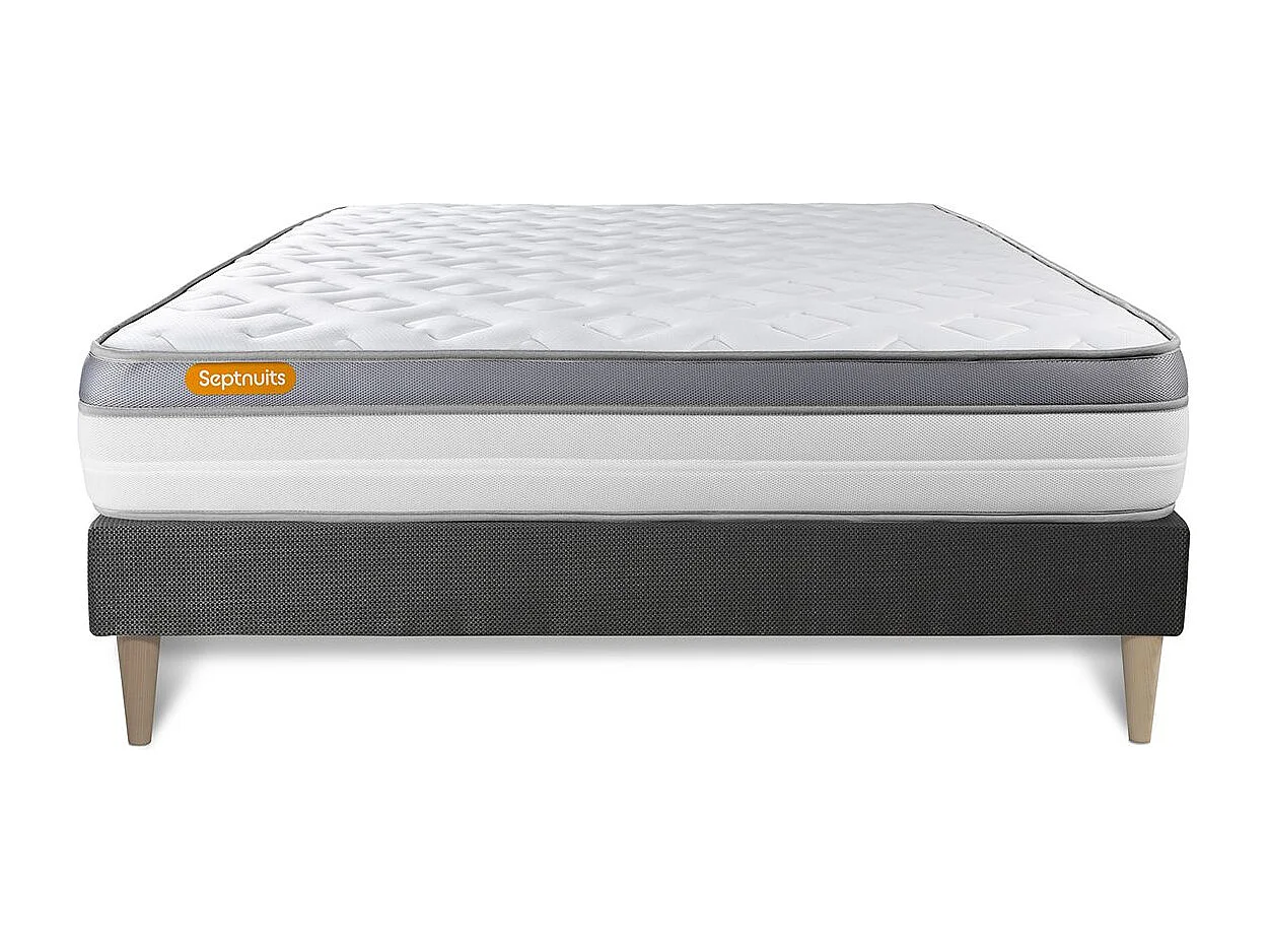 Matelas + sommier kit gris 160x200 Memo Zen Mousse à mémoire de forme MAXI épaisseur
