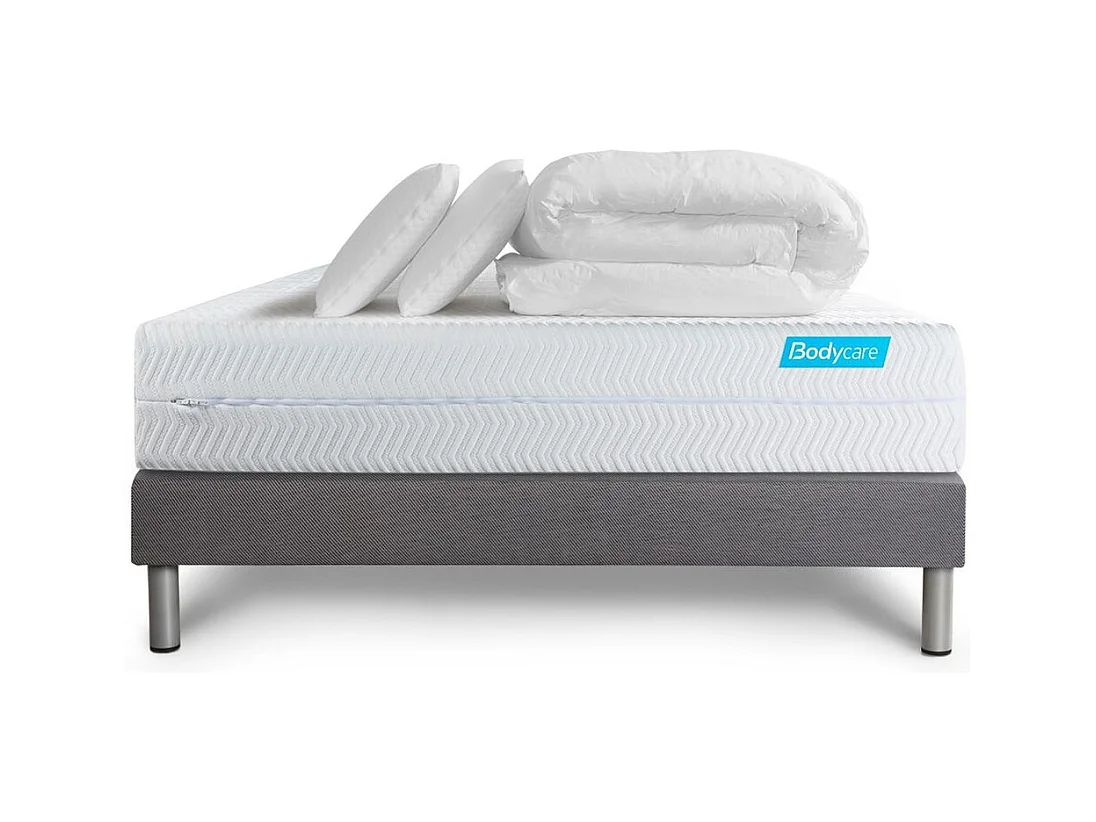 Pack BIOCARE 180x200 Mousse à mémoire de forme BIO 5 zones Maxi épaisseur + Couette + 2 oreillers