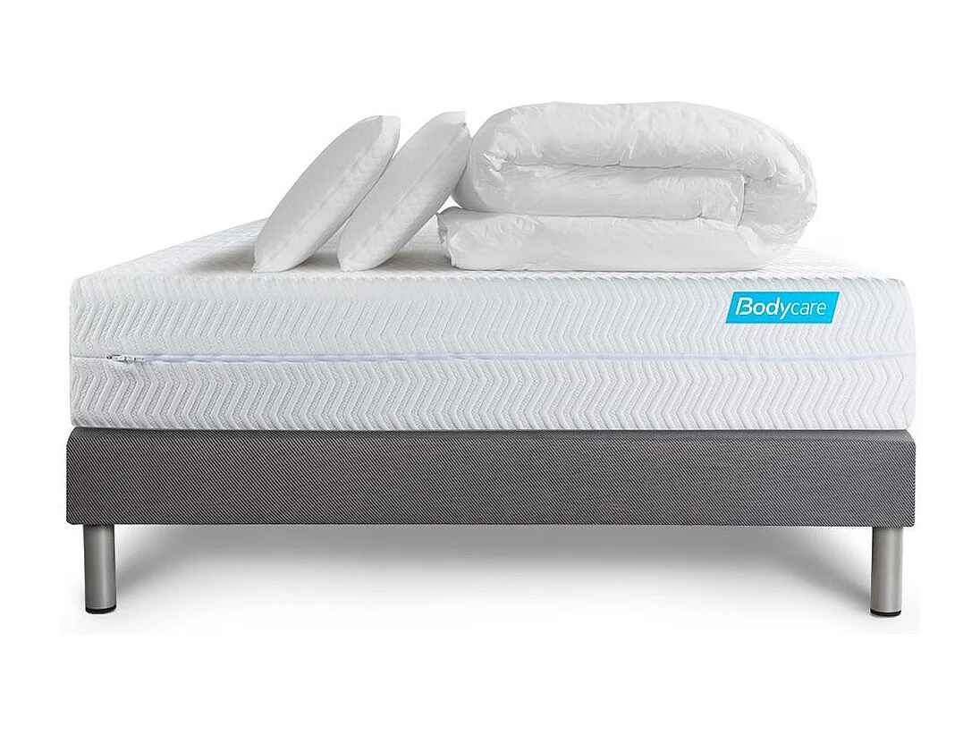 Pack BIOCARE 180x200 Mousse à mémoire de forme BIO 5 zones Maxi épaisseur + Couette + 2 oreillers