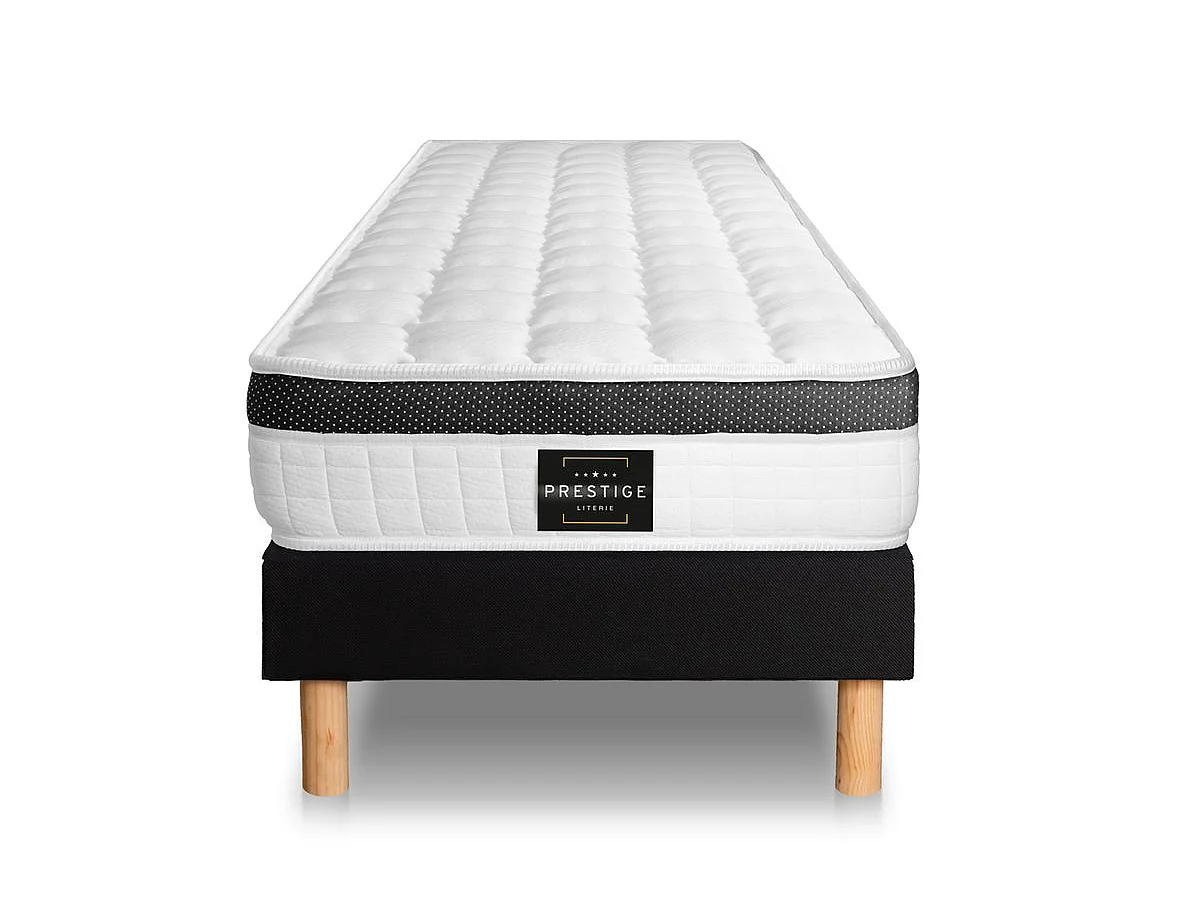 Ensemble Supérieur 90x190 Mémoire de forme 3 zones sommier noir