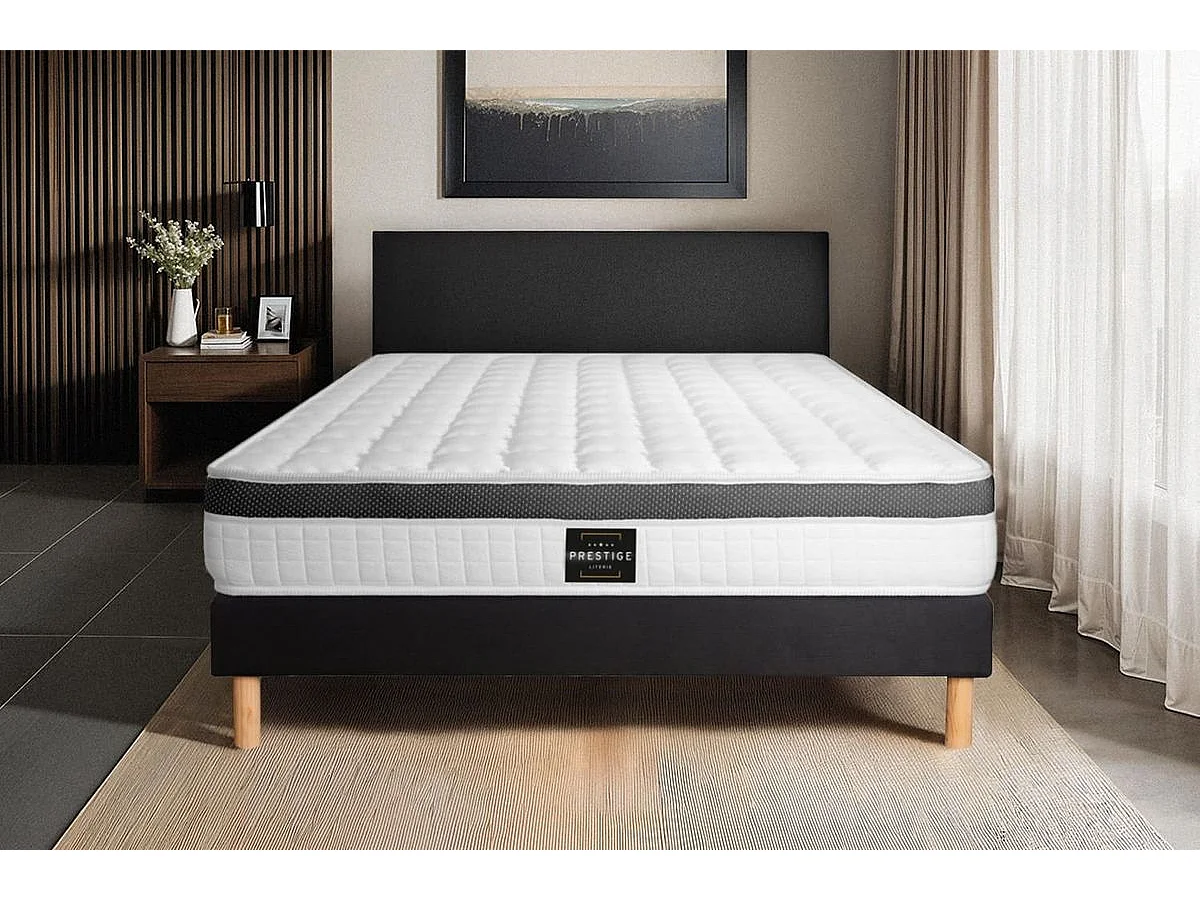 Ensemble Supérieur 90x190 Mémoire de forme 3 zones sommier noir