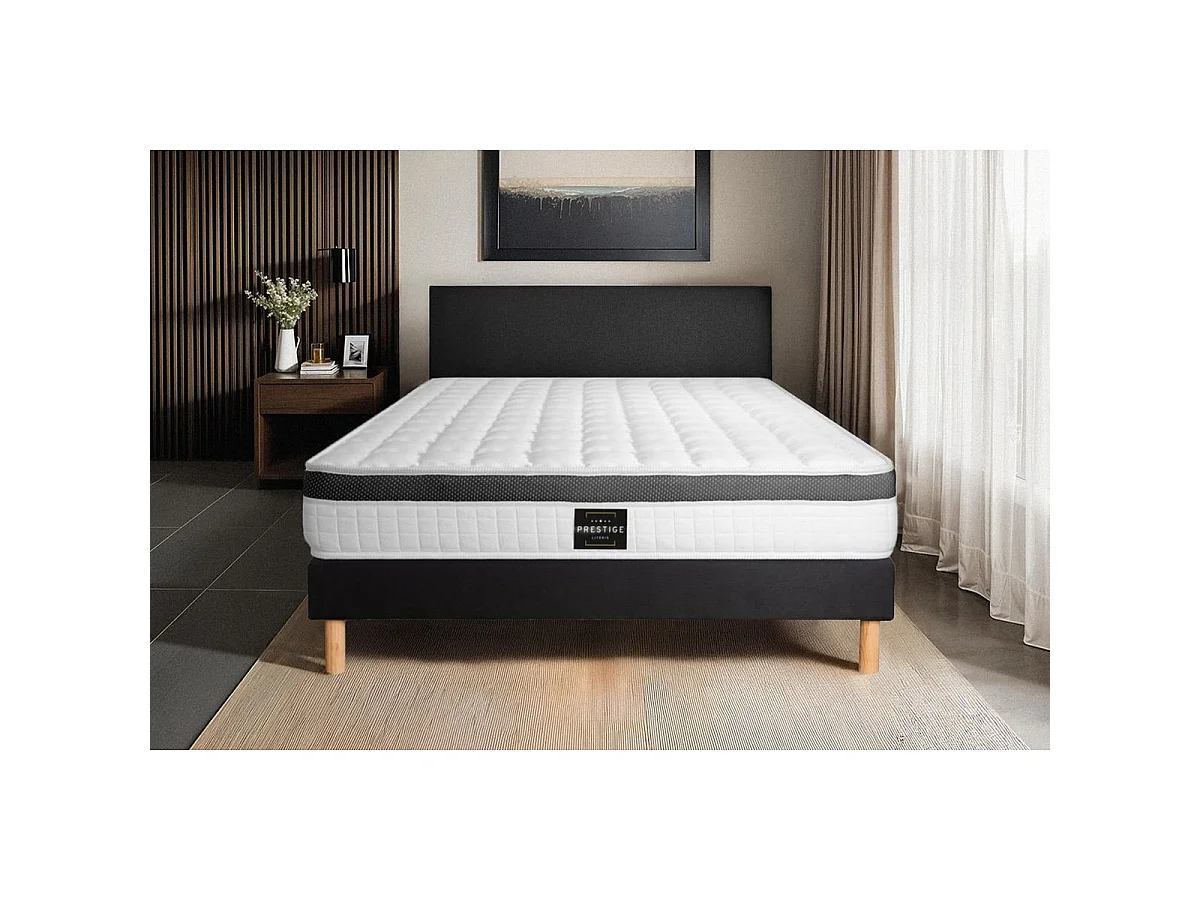 Ensemble Supérieur 90x190 Mémoire de forme 3 zones sommier noir
