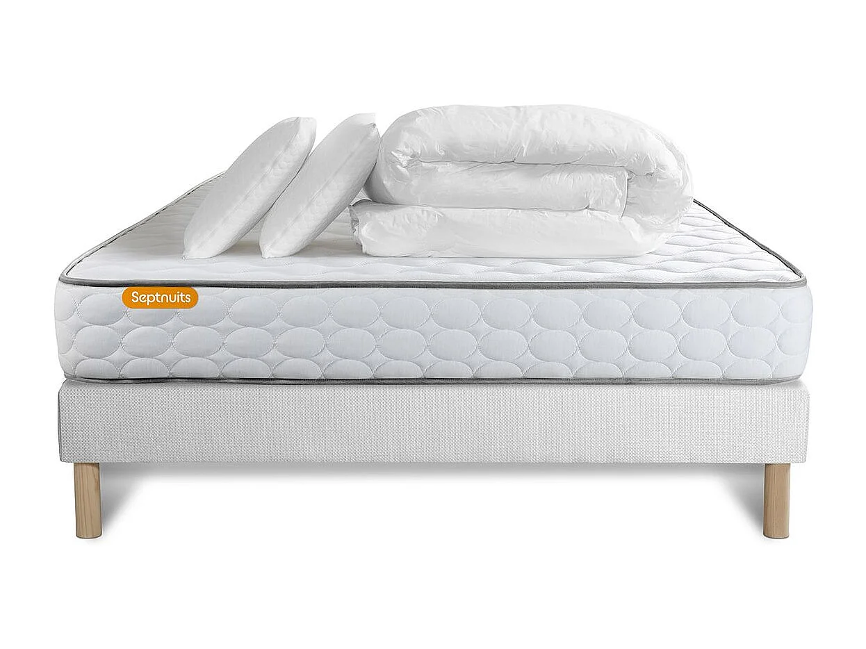 Pack matelas Memo + sommier 160x200 + 2 oreillers mémoire de forme