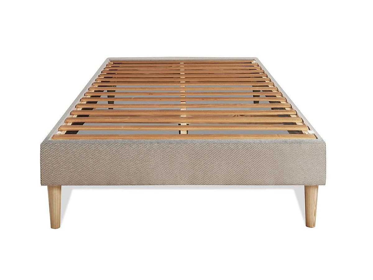 Ensemble LE SOYEUX 90x200cm Ressorts ensachés + Mémoire de forme BioVisco - Ep. 24cm + sommier kit Beige