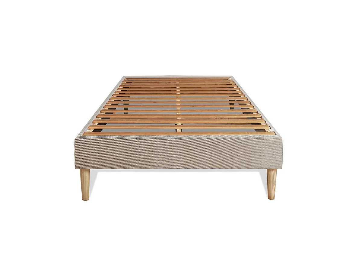 Ensemble LE SOYEUX 90x200cm Ressorts ensachés + Mémoire de forme BioVisco - Ep. 24cm + sommier kit Beige