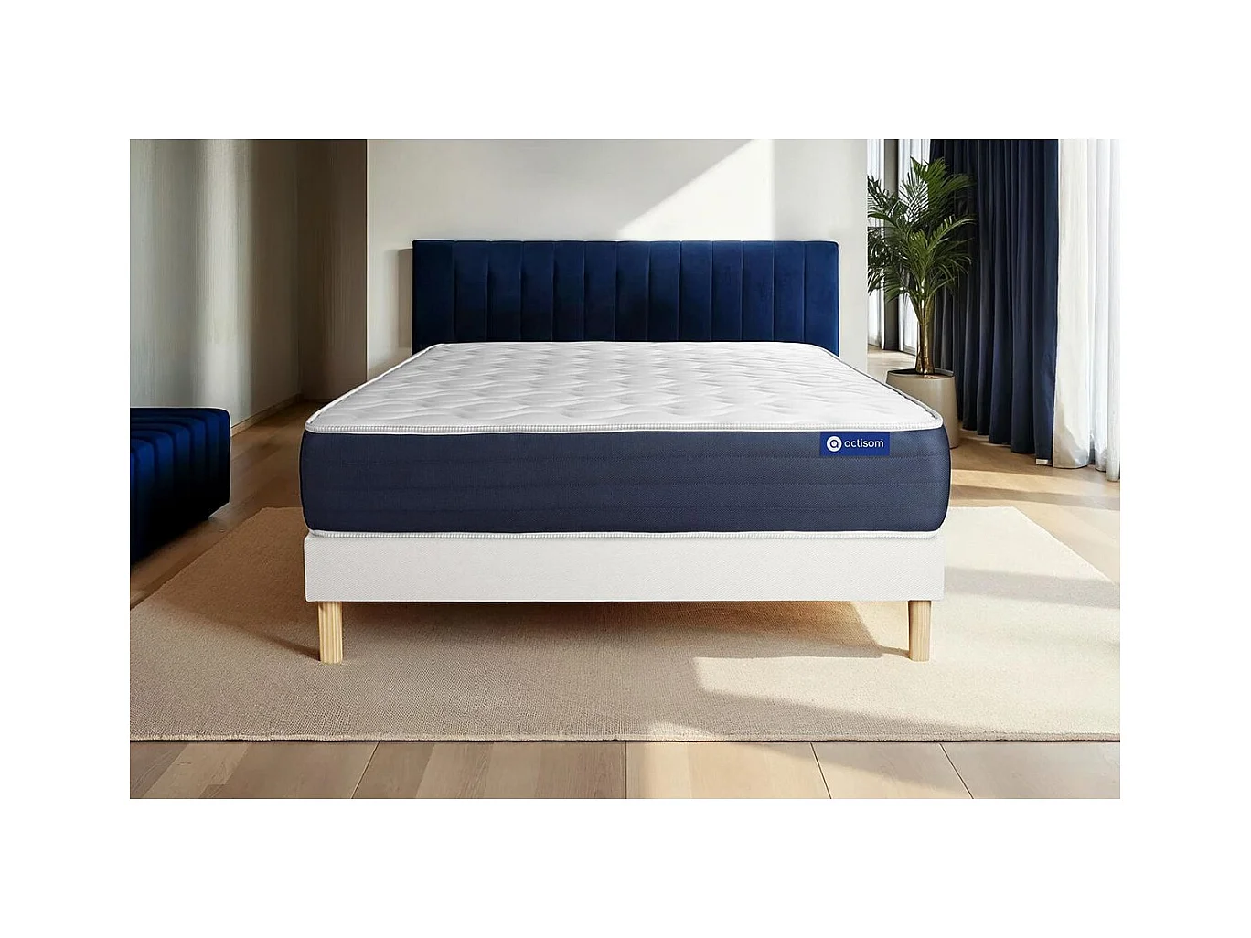 Ensemble matelas Ressorts ensachés et Mémoire de forme ACTIFLEX SLEEP 140x190 5zones de confort + sommier KIT blanc