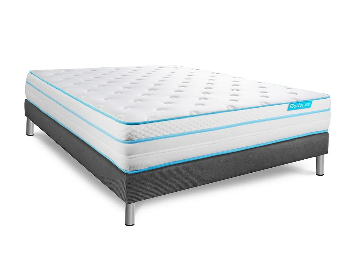 Pack BODYZONE+ 140x200 Ressorts ensachés, visco 5 zones Ultra épaisseur + Couette + 2 oreillers