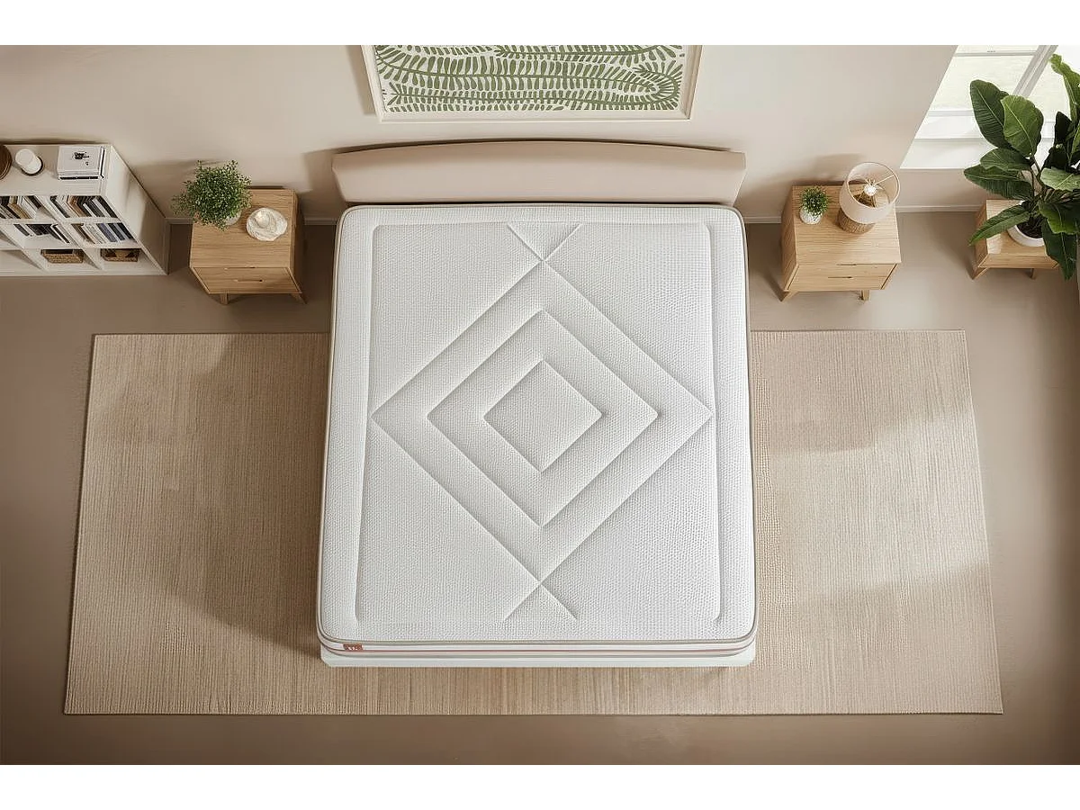 Pack prêt à dormir matelas LE PAISIBLE 140x200cm Mémoire de forme BioVisco + sommier kit Blanc + 2 oreillers + couette