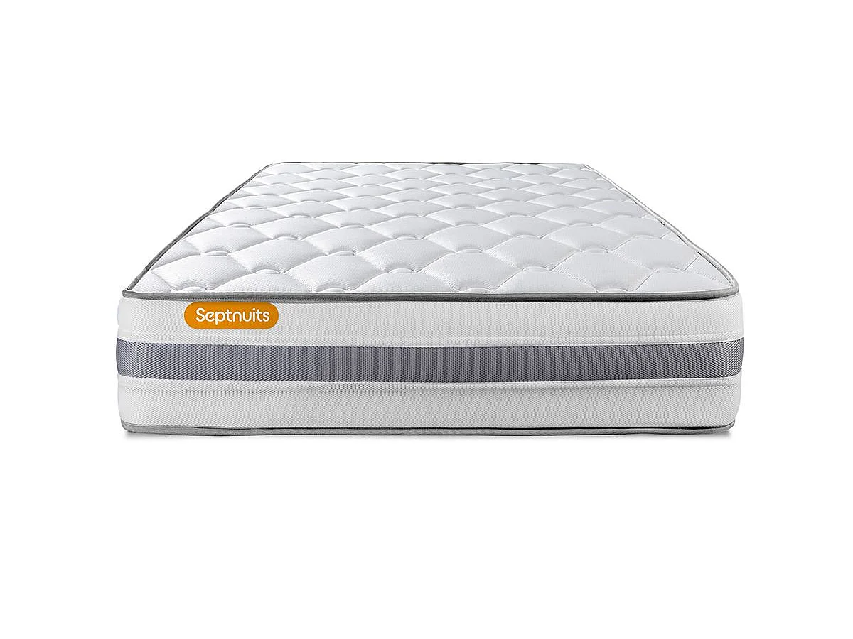 Matelas + sommier gris 90x190 Memo Spring Ressorts ensachés 3 zones de confort MAXI épaisseur