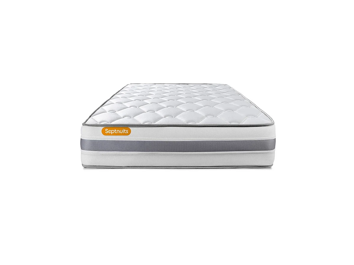 Matelas + sommier gris 90x190 Memo Spring Ressorts ensachés 3 zones de confort MAXI épaisseur