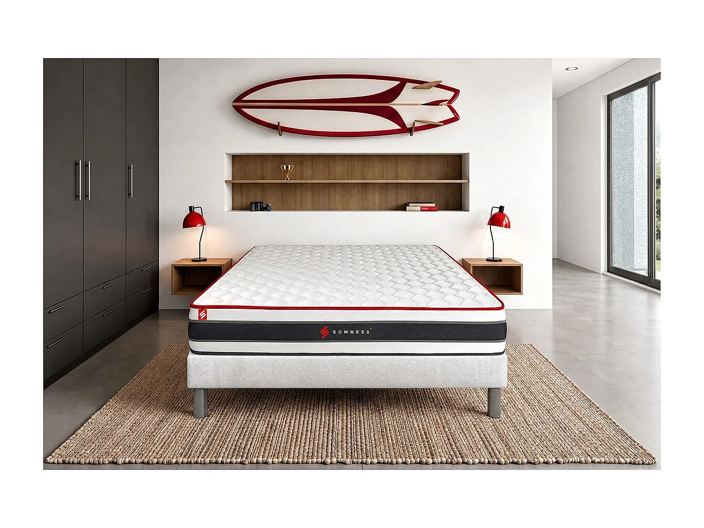 Ensemble sommier + matelas ENERGY ressorts ensachés et mémoire de forme 90x190