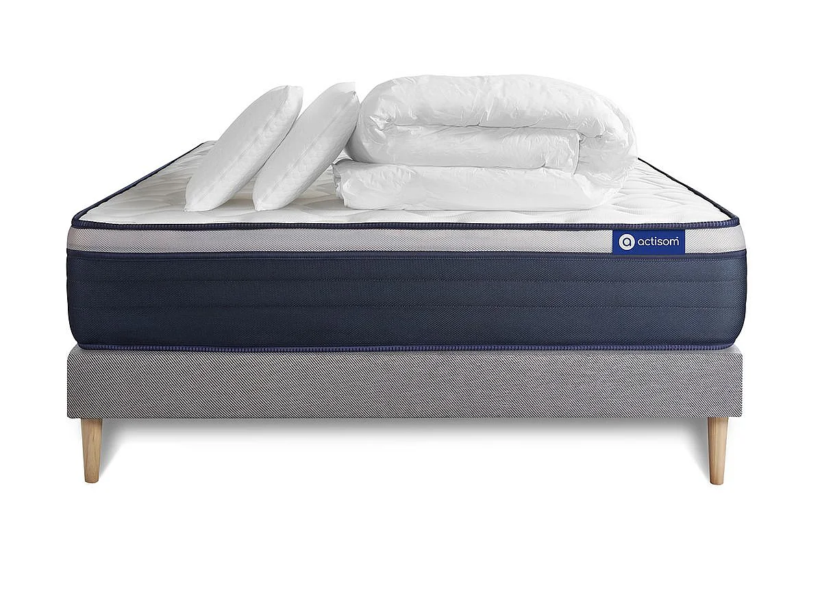 Compleet bedpakket - Matras 140x200 cm + Lattenbodem (kit) + 2 kussens + Dekbed - Actilatex Max