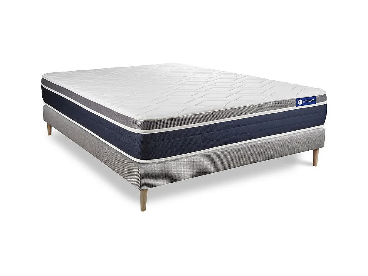 Lattenbodem en Actiflex confort matras 140x200cm , matrasdikte : 26 cm , pocketveren en traagschuim , vrij stevig, 7 comfortzones