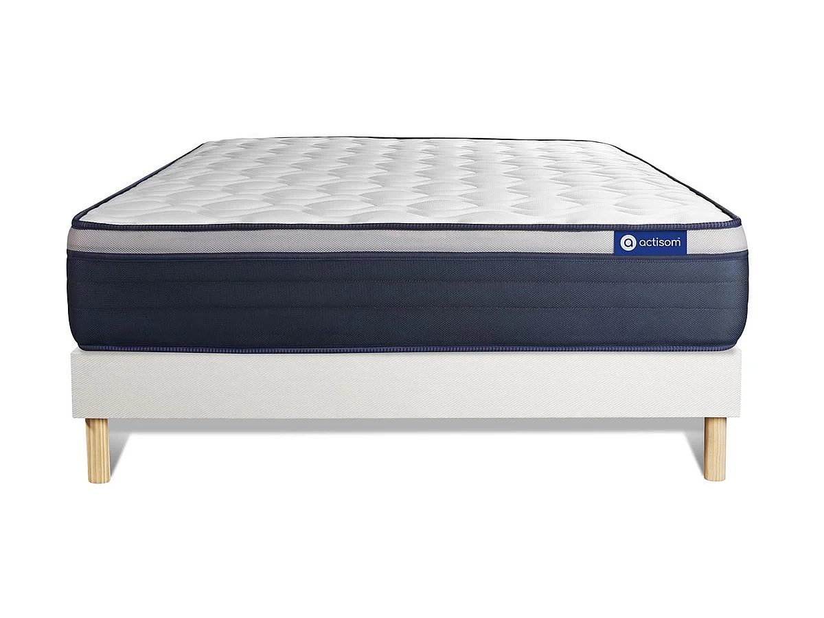 Ensemble matelas Mémoire de forme ACTIMEMO MAX 140x200 cm Maxi épaisseur 7zones de confort + sommier KIT blanc