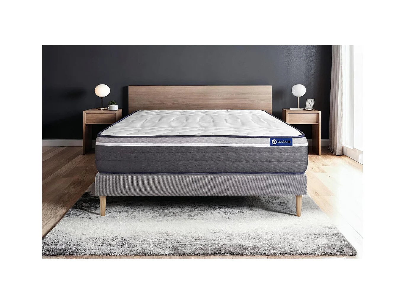 Lattenbodem en Actiflex plus matras 180x200cm , matrasdikte : 26 cm , pocketveren en traagschuim , zeer stevig, 7 comfortzones