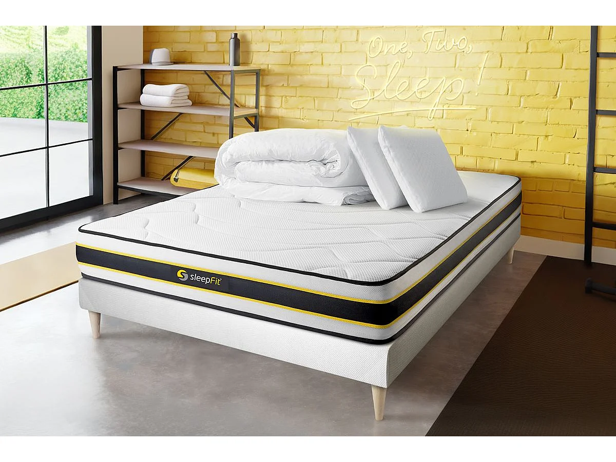 Compleet bedpakket - Matras 180x200 cm + Lattenbodem (kit) + 2 kussens + Dekbed - Flexy